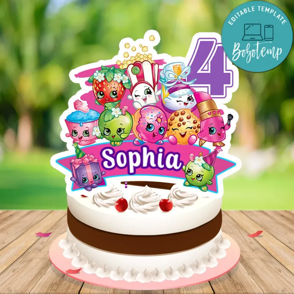 Shopkins Birthday Cake Topper Template Printable | Bobotemp