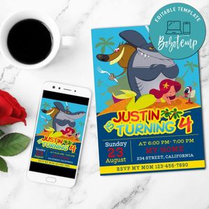 Zig & Sharko Birthday Mobile Invite Customizable Template Instant Download
