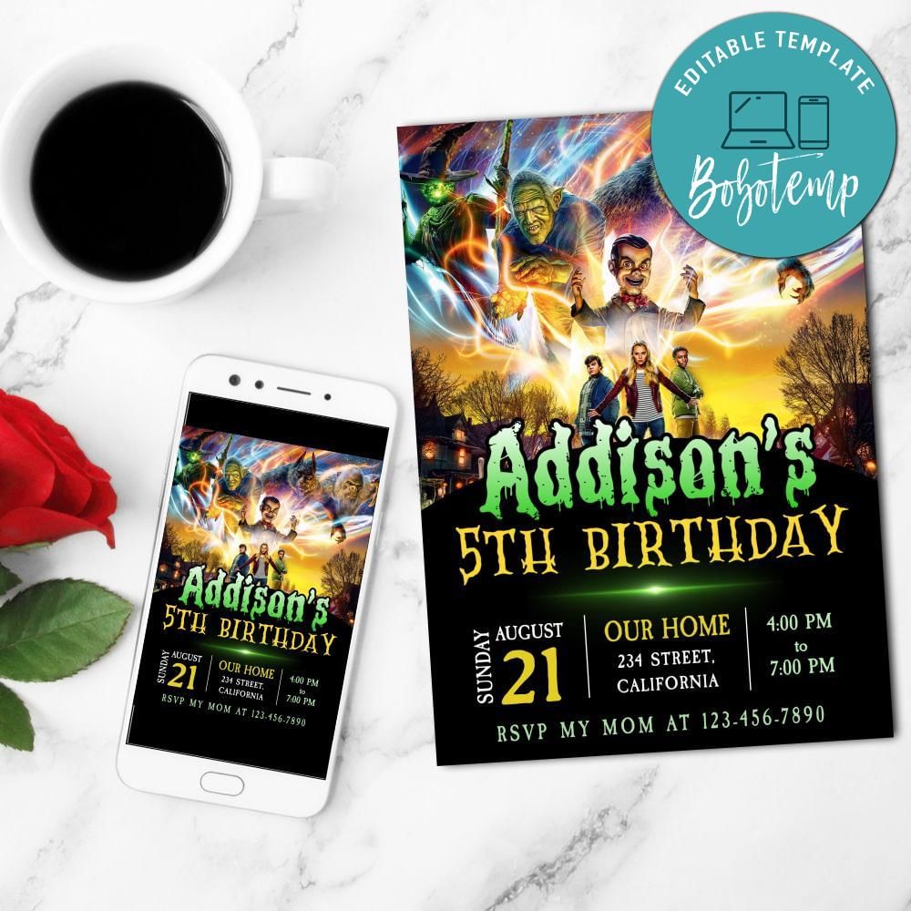 Goosebumps Birthday Invitation Customizable Template DIY | Bobotemp Shop