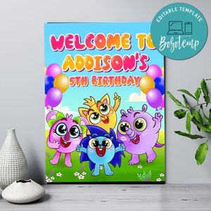 Baby Zoo Birthday Welcome Sign Digital File Printable Instant Download