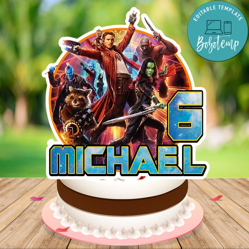 Guardians Of The Galaxy Birthday Cake Topper Template Printable Bobotemp