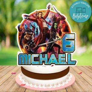 Guardians Of The Galaxy Birthday Cake Topper Template Printable Instant Download