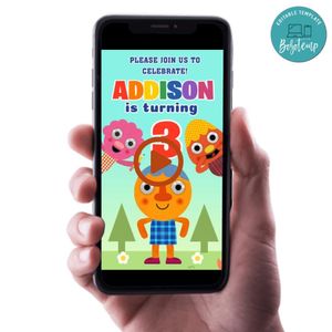 Noodle & pals Birthday Video Invitation Digital Template Customizable Instant Download