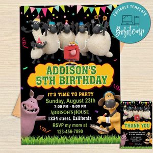 Shaun The Sheep Invitation Template Free Thank You Card Printable