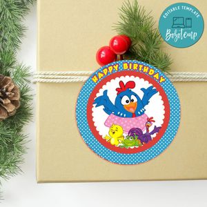 Gallina Pintadita Circle Sticker Template Customizable to Print at Home Instant Download