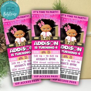Boss Baby Girl Ticket Invitation Customizable Template Instant Download