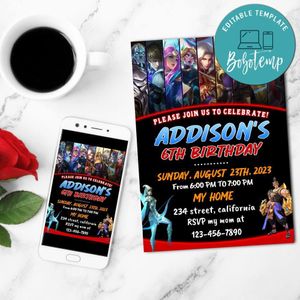 Bang Bang Birthday Mobile Invite Customizable Template Instant Download