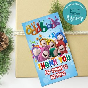 Oddbods Thank You Tag Customizable Template To Print At Home Instant Download