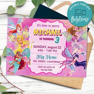 WINX Invitation Customizable Template to Print at Home Instant Download