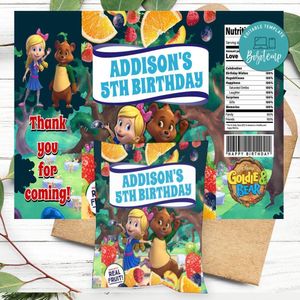Goldie And Bear Birthday Party Fruit Snack Bag Digital File Printable Instant Download