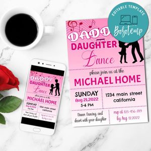 Daddy Daughter Dance Invitation Customizable Template to Print at Home Instant Download