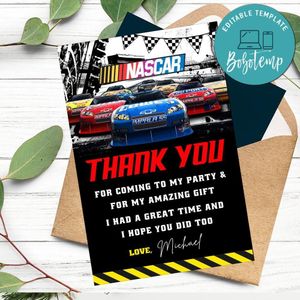 Nascar Thank You Card Customizable Template To Print At Home Instant Download