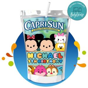 Tsum tsum Capri Sun Birthday Labels Digital File Printable Instant Download