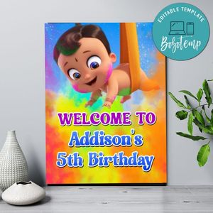 Mighty Little Bheem Birthday Welcome Sign Digital File Printable Instant Download