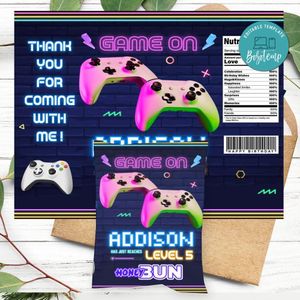 Video Game Birthday Honey Buns Snack Bag Label Customizable Instant Download