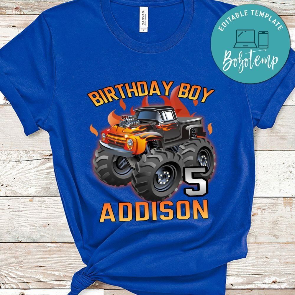 Monster truck Birthday Boy PNG file template