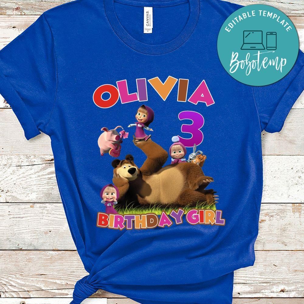 Masha and the bear Birthday PNG file template