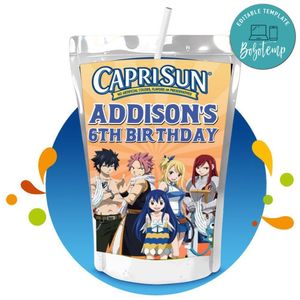Fairy tail Capri Sun Birthday Labels Digital File Printable Instant Download