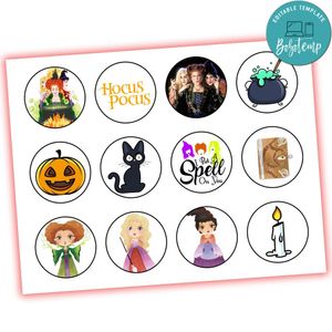 Hocus pocus Cupcake Toppers Template Printable Instant Download