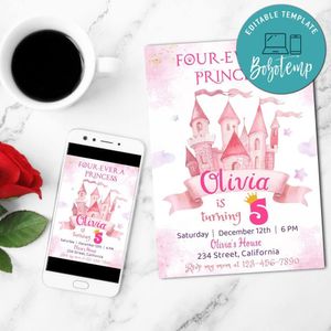 Fourever a princess Invitation Customizable Template to Print at Home Instant Download