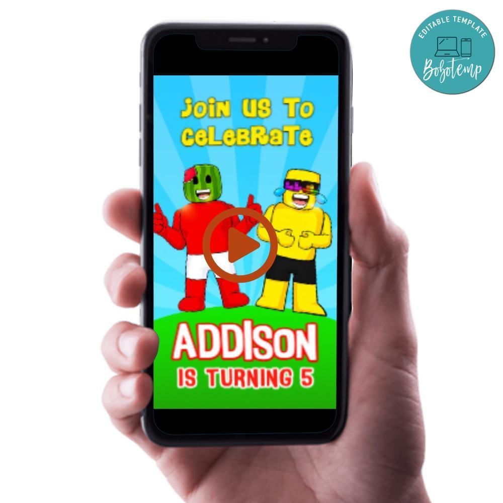 Sunny and melon Video Invitation Digital Template Customizable Instant Download