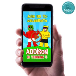 Sunny and melon Video Invitation Digital Template Customizable Instant Download