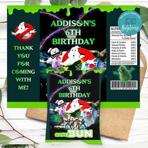 Ghostbusters Birthday Honey Buns Snack Bag Label Customizable Instant Download