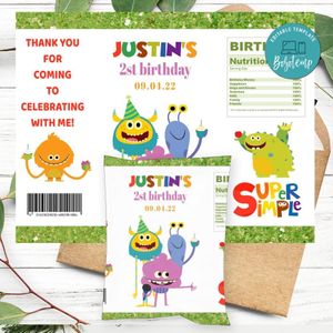 Super Simple Song Birthday Chip Bag Digital File Printable Instant Download