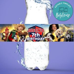Pup academy Birthday Water Bottle Label Template to Print at Home Instant Download