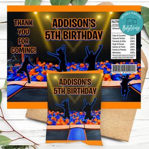 Sky zone Birthday Chip Bag Label Customizable Instant Download