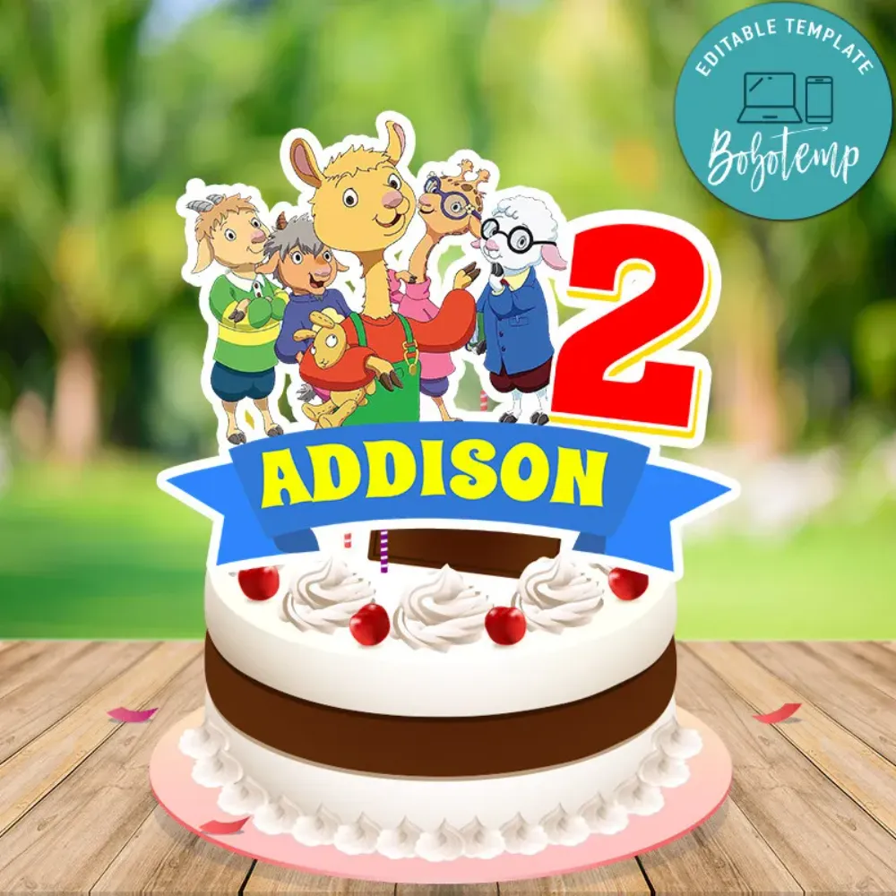 Llama Llama Birthday Cake Topper Template Printable | Bobotemp