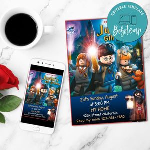 Lego Harry Potter Birthday Invitation Customizable Template to Print at Home Instant Download