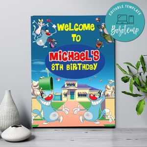 Oggy Birthday Welcome Sign Digital File Printable Instant Download