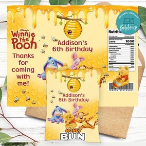 Winnie The Pooh Honeybun Snack Bag Digital File Printable Instant Download
