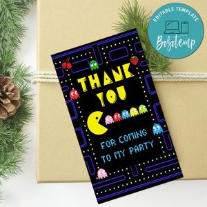 Pacman Thank You Tag Customizable Template To Print At Home Instant Download