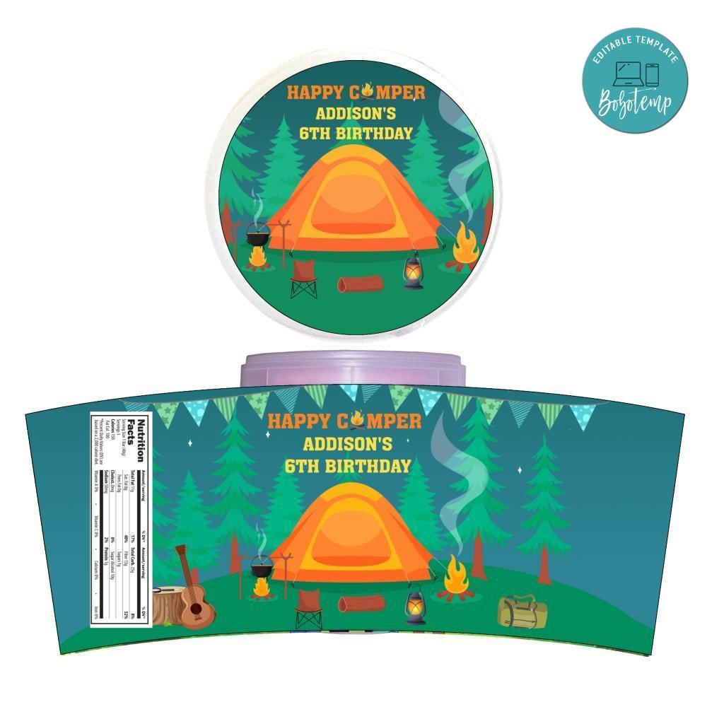 Camping Cotton Candy Label Template To Print At Home Instant Download