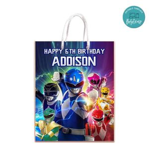 Power Rangers Gift Bag Label Template Printable Instant Download
