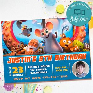 Epic Tails Birthday Invitation with Photo Customizable Template to Print at Home Instant Download