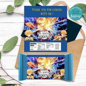 Zenitsu Candy Bar Label Customizable Template Instant Download