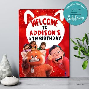 Turning Red Birthday Welcome Sign Digital File Printable Instant Download