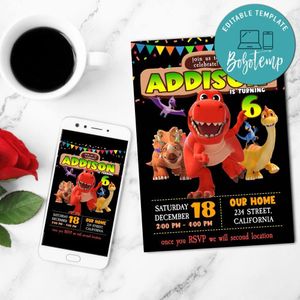 Little Dino School Mobile Invite Customizable Template Instant Download