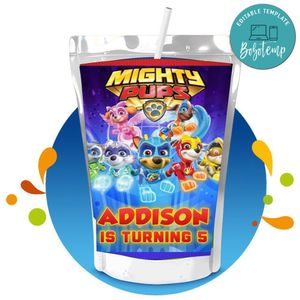 Paw Patrol Mighty Pups Capri Sun Birthday Labels Digital File Printable Instant Download