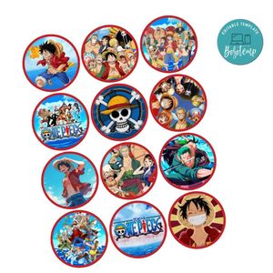 One Piece Cupcake Toppers Template Printable Instant Download