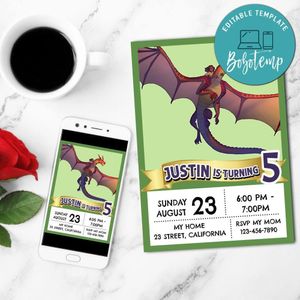 Wings of Fire Sky Invitation Customizable Template to Print at Home Instant Download