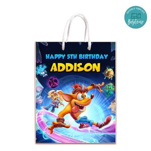 Crash Bandicoot Gift Bag Label Template Printable Instant Download