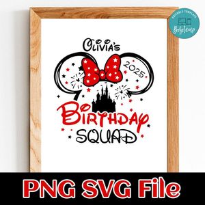 Disney Birthday Squad Customer request PNG file template