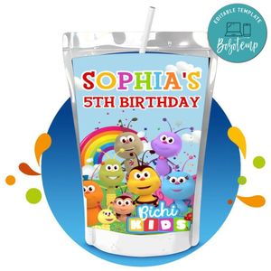 Bichikids Capri Sun Birthday Labels Digital File Printable Instant Download