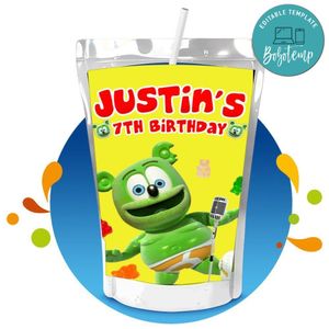 Gummibar Capri Sun Birthday Labels Digital File Printable Instant Download