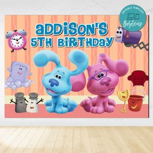 Blue's Clues Birthday Backdrop Digital File Template Instant Download