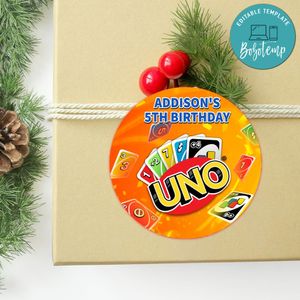 Uno Circle Sticker Template Customizable to Print at Home Instant Download